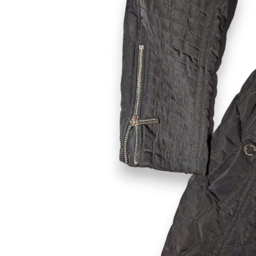 Michael Michael Kors Black Lined Quilted Removable Hooded Belted Coat Women PL - Picture 8 of 12